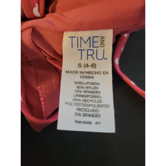 NWT Time and Tru Small 4-6 pink polka dot bikini top - Picture 3 of 4